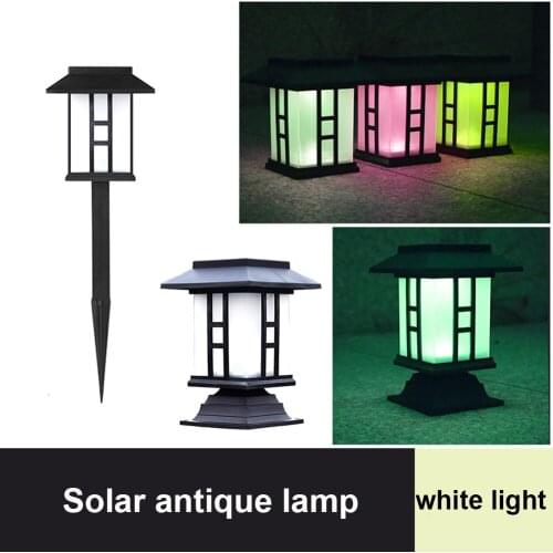 2 PCS LED Solar Column Head Lawn Stake Dual-use Light for Garden Fence Landscape Decoration Outdoor Lantern Light Retro Lantern