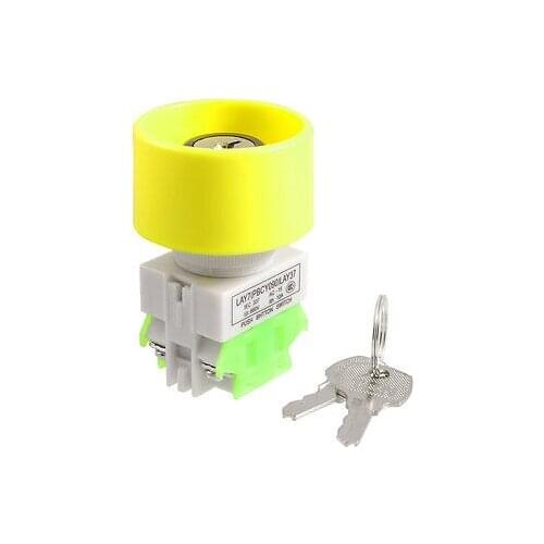 24mm Thread Bowl Shape AC 660V 10A DPST 3 Position Keylock Pushbutton Switch