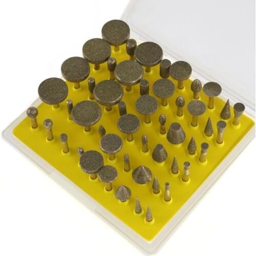 50Pcs/Set Diamond Grinding Head Electric Grinder Accessories Jade Agate Peeled Window Carving Emery Grinding Needler Dremel Tool