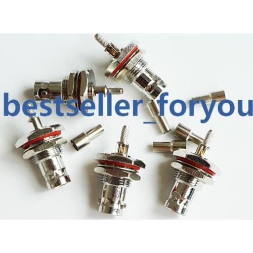 5X BNC Crimp Female Jack Bulkhead O-Ring Coax Connector For RG179 RG174 RG316