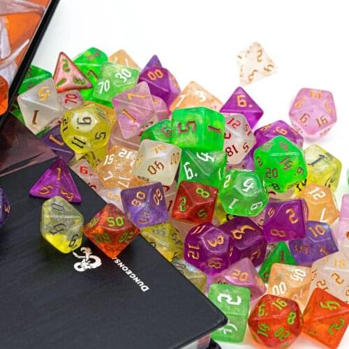Poludie 7Pcs/Set DND Dice Set D4 D6 D8 D10 D% D12 D20 Translucent Polyhedral Dice for Role Playing Board Game D&D RPG MTG Dice