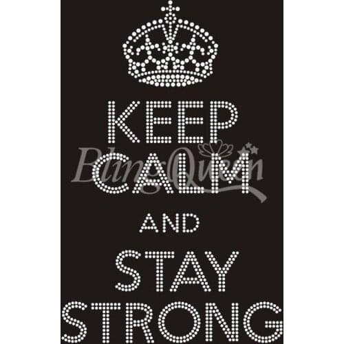BlingQueen 25PCS/LOT Korean Rhinestone Transfers Keep Calm and Stay Strong Design