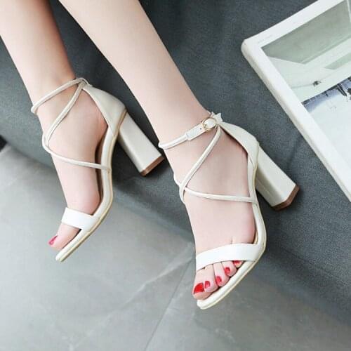 Big Size high heels sandals women shoes woman summer ladies High-heeled sandals with buckles