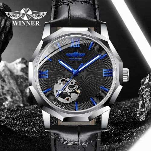 WINNER High Quality Men Watch Mechanical Automatic Watche Sport Men Wristwatch Luminous Black Watch Relogio Masculino