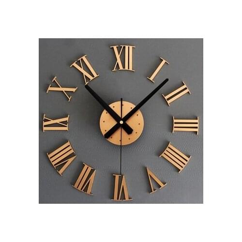 Metal texture 3D stereo DIY digital wall clock in Rome creative wall stickers diy clocks gold and silver
