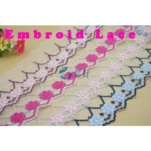 8cm width Colorful embroid lace sewing ribbon guipure trims or fabric warp knitting DIY Garment Accessories free shipping#3394