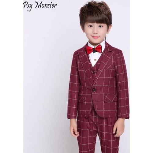 2018 3PCS Jacket Vest Pants Kids Wedding Blazer Suit Brand Flower Boys Formal Tuxedos School Suit Kids Spring Clothing Set N55