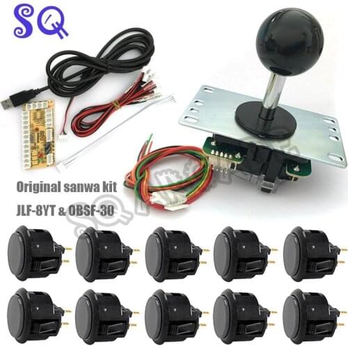 Free shipping Original Joystick DIY Kit Zero Delay Arcade DIY USB Encoder To PC Sanwa Joystick Original Sanwa Push Buttons Mame