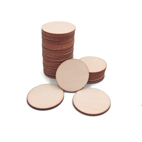 100pcs 40mm 1.57inch Wood Cutout Circles Chips for Arts & Crafts Projects, Board Game Pieces, Ornaments