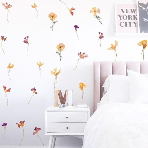 Art Watercolor Flower Wall Sticker Decoration Living Room Background Sticker Wallpaper Girl Bedroom Room Home Decoration