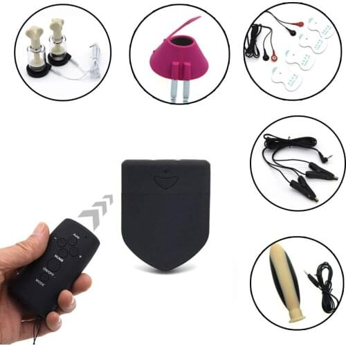 Wireless Remote Control Electric Shock Kits Nipple Sucker Clamps Silicone Anal Plug Electro Penis Rings Sex Toys For Men Women