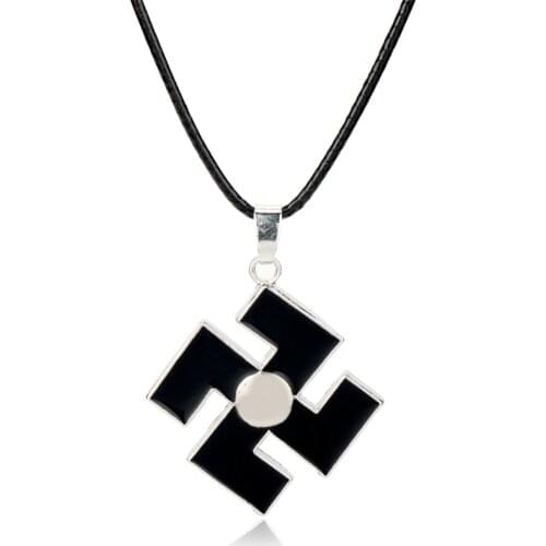 MQCHUN Anime Bleach Kurosaki Ichigo Metal Necklace Black Enamel Pendant Rope Chain Necklace For Men Women Cosplay Accessories