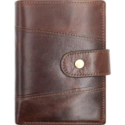 Mens Wallet Genuine Leather Cowhide RFID Anti-theft Business Wallet Vertical Retro Coin Purse Money Bag Card Holder