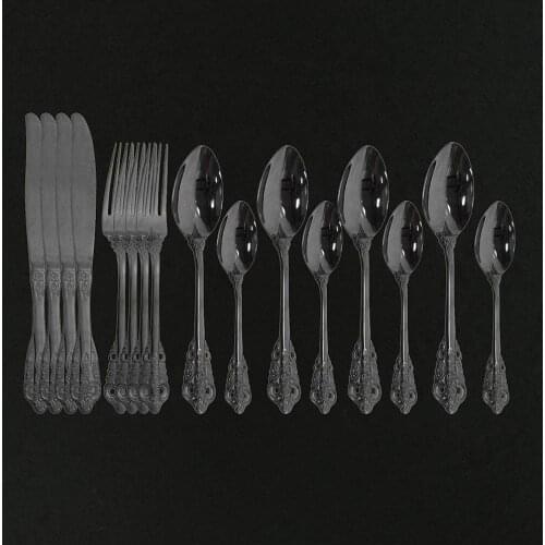16Pcs 304 Stainless Steel Black Cutlery Set Dinnerware Tableware Kitchen Dinner Fork Knife Tea Spoon Flatware Silverware Set