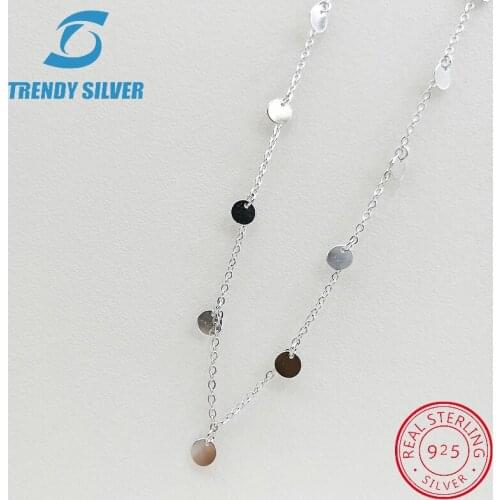 Real 925 Sterling Silver Pendant Necklace Chain Choker 45cm Cubic Zircon for Women Jewelry rose gold