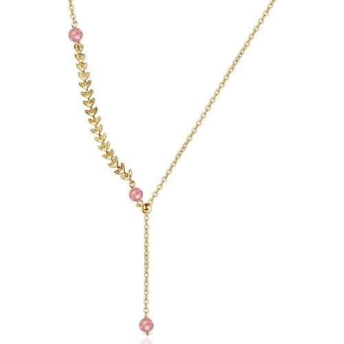 Natural Strawberry Crystal Long Tassel Necklaces for Women 925 Silver Jewelry Temperament Clavicle Chain Adjustable Necklaces