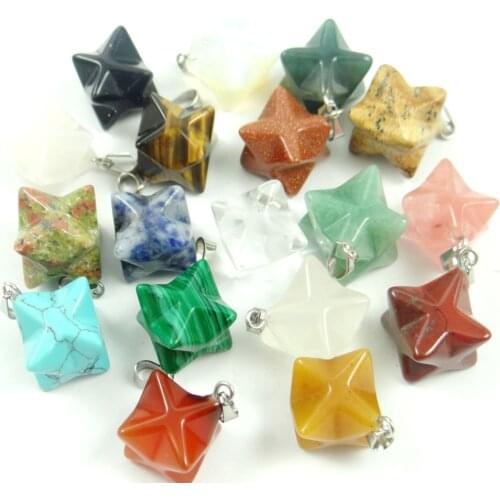 Wholesale 20*13mm Newly Arrived Natural Mix Stone Pendant Hexagram For Fashion Jewelry Making 20PCS Free Shipping