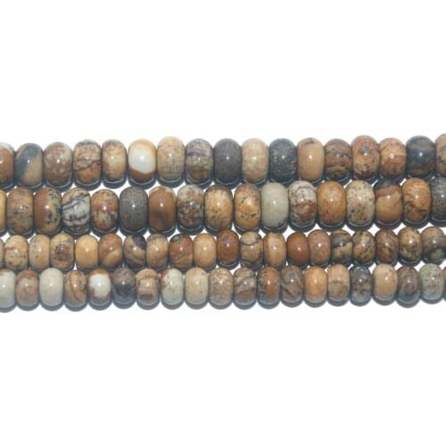 Wholesale 6 8 MM Natural Stone Picture Jaspers Spacer Rondelle Loose Beads For Jewelry Making DIY Bracelet Necklace