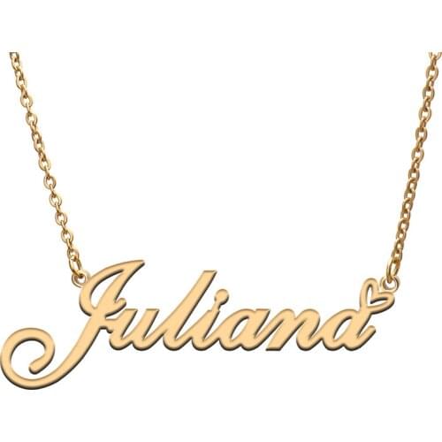 Love Heart Juliana Name Necklace for Women Stainless Steel Gold & Silver Nameplate Pendant Femme Mother Child Girls Gift