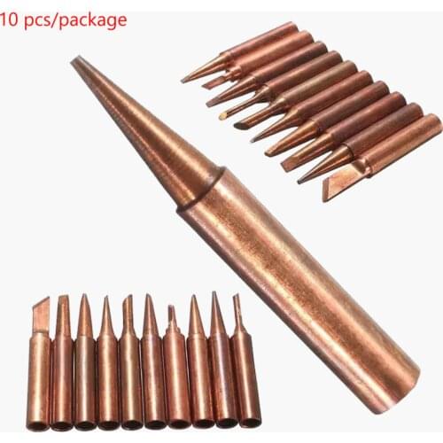 JZL 10pcs soldering iron tips sting High quality pure copper rework station 900M-T for 936 937 938 series welding iron head tips