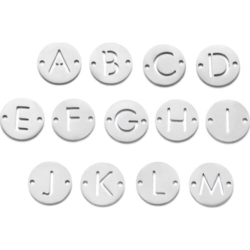 26 Letters From A to Z Stainless Steel DIY Pendant 12mm Diameter Initials Charm Fashion Jewelry Accessories 10pcs/lot