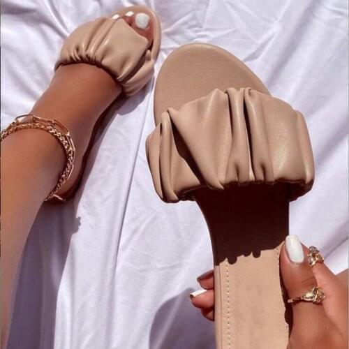 Summer 2020 New Casual Home Durable Sandals African Style Fold Leather Outdoor Wild Beach Non-slip Women Flat Slippers