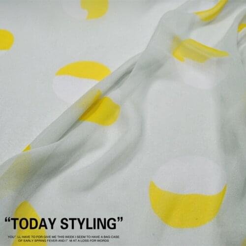 LEO&LIN White Lemon Yellow Large Circle Silk Georgette Chiffon Skirt Shirt Clothing Fabric DIY Sewing