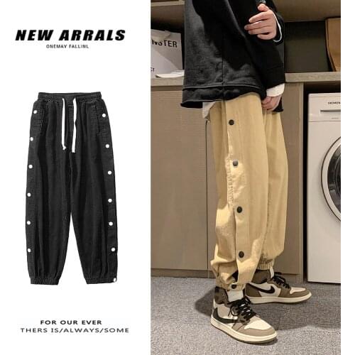 Corduroy Trousers Slim Hip Hop Men Casual Pants Streetwear Fashions Joggers Korean Style Clothes Clothing Sweatpants Male