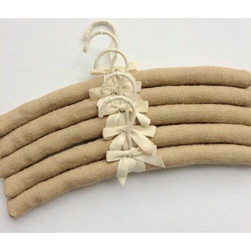 10pcs Rustic Linen Padded Hanger Wood Sponge Hanger for Kids Adult Clothing Store Clothes Display Hanger