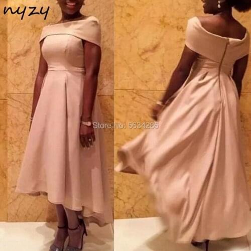 High Low Satin Mother of the Bride Groom Dresses 2020 NYZY M18 Formal Dress Party Evening Cocktail
