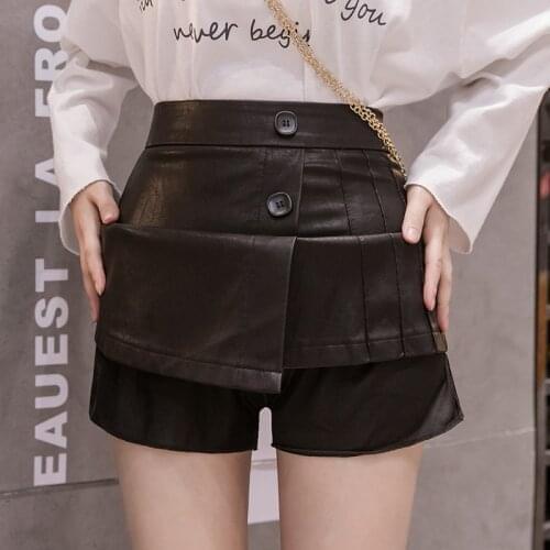 Fv3622 2019 new autumn winter women fashion casual sexy Skirt kawaii plus size skirt PU leather high waist skirt