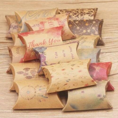 10pcs new Candy Gift Box Wedding Birthday Party Guest Packaging pillow Boxes DIY Paper Pillow Box Kids Flamingo Decor Supplies