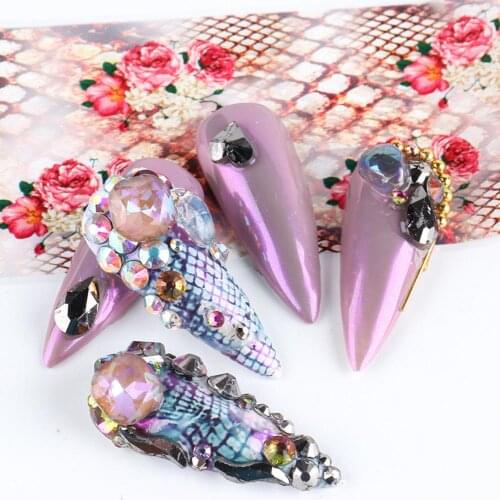 10Pcs Classic Snakeskin Transfer Foil Nail Art Decal Stickers Manicure Decor