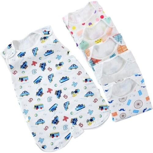100% Cotton Vest Style Newborn Gauze Sleeping Bag Summer Thin Baby Vest Split Leg Sleeveless Sleeping Bag Soft and Breathable