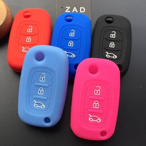 ZAD 3BUTTON Silicone rubber car key case cover shell holder for Renault Clio Sandero Megane Duster Captur Twingo Kangdoo key