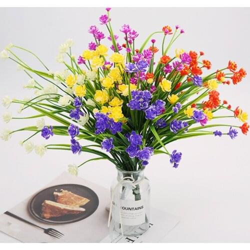 5pcs 7 Forks Artificial Flowers Fake Gypsophila Bouquet Simulation Green Plants Wedding Party Hotel Home Decoration