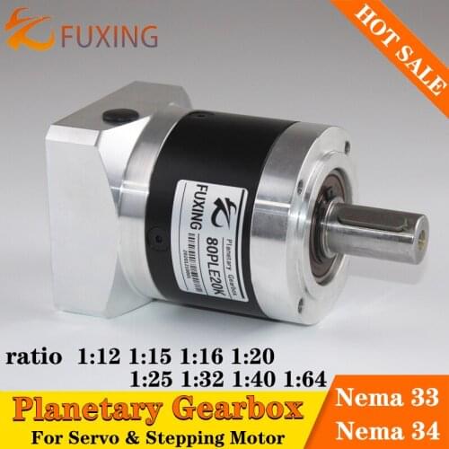 80PLE Ratio15 16 20 25 32 40 64:1 Nema 33 34 Stepping Motor 80mm 750w 1kw Servo Motor Speed Reducer Precision Planetary Gearbox