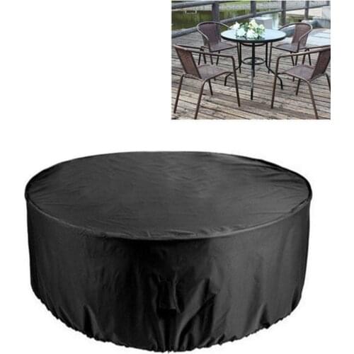 Large Circular Garden Table Cover, Waterproof Breathable Oxford Fabric Outdoor Furniture Cover, Round (230×110CM) - Black