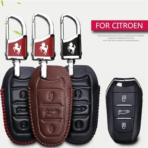 Genuine Leather Key Case Cover For Citroen C1 C2 C3 C4 Cactus C5 X7 Aircross DS3 DS4 DS5 Berlingo Key chain Holder Accessories