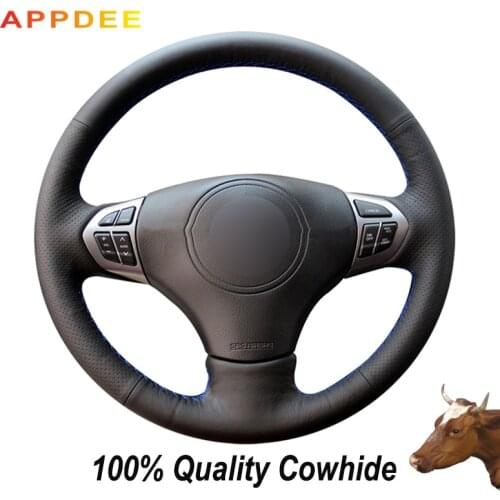 APPDEE Black Genuine Leather Car Steering Wheel Cover for Suzuki Grand Vitara 2007-2013