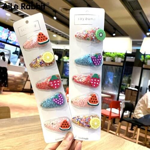 Children Hair Decorate Girl Colour Quicksand Transparent Fresh Fruits Bb Mix Hairpin Baby Fringe Mix
