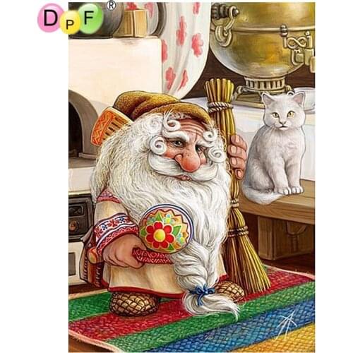 DPF 5D diamond embroidery Dwarves and cats needlework diamond mosaic square rhinestone home decor diamond painting cross stitch