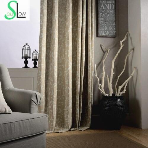 Double Jacquard Curtain Coffee - Blue Window Floral Curtains Cortinas For Living Room Cortina Para Sala De Luxo Cozinha Modern