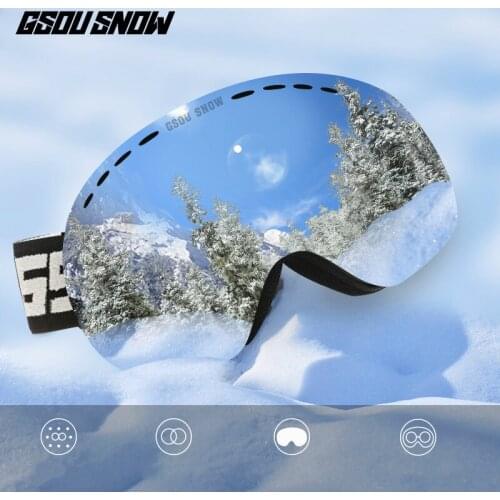 GSOU SNOW Ski Goggles Double Layers UV400 Anti-fog Big Ski Glasses Men Women Snowboarding Skiing Goggles With Packet