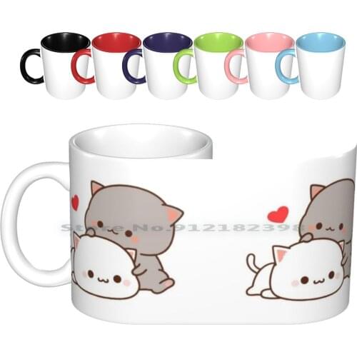 Cute Cats Ceramic Mugs Coffee Cups Milk Tea Mug Goma Cute Cat Person Peach Cat Boyfriend Cat Milk Girlfriend Kawaii Kitty Mochi