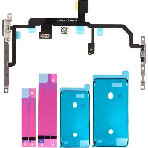 For iPhone 7 7Plus 8 Plus Power On/Off Button Connector Volume Control Flex Cable + Battery Glue And Waterproof Adhesive Tape