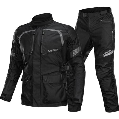 Man Set Moto Protection Windproof Waterproof Motorbike Riding Moto Jacket + Pants Suit Body Armor for 4 Season Motorcycle Jacket