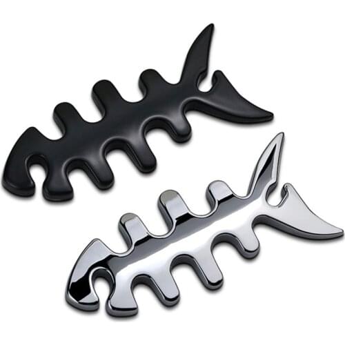 Metal 3D Fish Bone Badge Emblem Deutsch Car Sticker Decal Grille Bumper Window Body Decoration for Benz VW Audi Jeep Fiat Ford