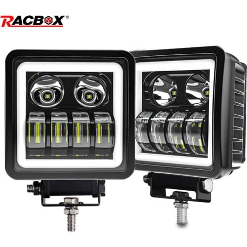 Motorcycle Spotlights 4 Inch 7D Lens Led White Halo Daytime Running Light 12V 24V Driving Fog Lights Motorbike ATV UTV Spot Lamp