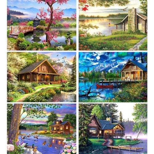 GATYZTORY 60x75cm Frameless Painting By Numbers Landscape On Canvas Pictures By Numbers Home Decoration DIY Minimalism Style